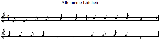 Noten: Alle meine Entchen