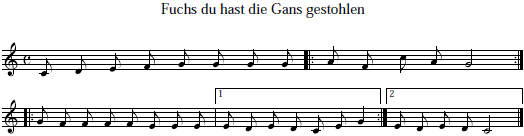 Noten: Fuchs du hast die Gans gestohlen